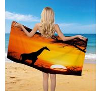 Générique Serviette de Plage Africains Girafe, 3D Animal Sauvage Serviette de Bain Microfibre, Drap de Plage Séchage Rapide e Anti Sable pour Piscine Voyage Couverture, 80x160 cm