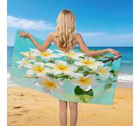 Générique Serviette de Plage Frangipanier, 3D Chic Serviette de Bain Microfibre, Drap de Plage Séchage Rapide e Anti Sable pour Piscine Voyage Couverture, 80x160 cm