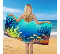 Générique Serviette de Plage Illustration Océan, 3D Dessin Animé Serviette de Bain Microfibre, Drap de Plage Séchage Rapide e Anti Sable pour Piscine Voyage Couverture, 70x150 cm