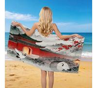 Générique Serviette de Plage Peinture à L'Encre, 3D Motif Prune Serviette de Bain Microfibre, Drap de Plage Séchage Rapide e Anti Sable pour Piscine Voyage Couverture, 80x160 cm