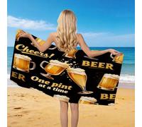 Générique Serviettes de Plage 70x150 cm Chope à Bière, Drap de Plage XXL Microfibre à Séchage Rapide pour Femme Homme, Serviette de Bain pour Sauna, Piscine, Camping