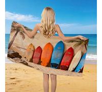 Générique Serviettes de Plage 70x150 cm Planche de Surf de Plage, Drap de Plage XXL Microfibre à Séchage Rapide pour Femme Homme, Serviette de Bain pour Sauna, Piscine, Camping