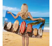 Générique Serviettes de Plage 70x150 cm Planche de Surf Vintage, Drap de Plage XXL Microfibre à Séchage Rapide pour Femme Homme, Serviette de Bain pour Sauna, Piscine, Camping