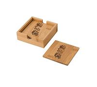 Générique Set De 4 sous-Verre Personnalisables - Idée Cadeau - Shogun | Dessous De Verres Carrés en Bambou Personnalisable - Haute qualité - Finition premium - Personnalisation sur mesure