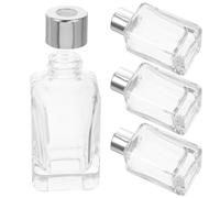 Générique Set de Flacons Diffuseurs de Parfum en Verre Lot de 4 50 ML avec Bouchons Argentés, Bouteilles Rechargeables pour Huiles Essentielles, Diffuseur D’Ambiance Voiture