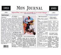 Générique Set de Table année 1953 - Mon Journal - plastifié - Année de Naissance ou Anniversaire - Idéal pour Cadeau