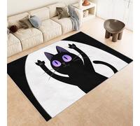 Générique Simple Chat Dessin Animé Tapis 120x180cm Thème Sombre Animaux Antidérapant Poils Bas Moquettes Sol Décoration Durable Doux Machine Tapis pour Salon Chambre Balcon Couloir 17y24