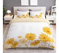 Générique Simple Fleurs Housse de Couette 140 x 200 cm avec 1 Taie d'oreiller - Mignon Fleur Tournesol Parure de Lit Réversible en Microfibre avec Fermeture Éclair, Orange