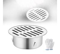 Générique Siphon de Sol Rond en Acier Inoxydable, 40/50/60/90/125/160/200mm Grille Caniveau Anti-blocag, Couvercles de Drain Evacuation Eau Exterieur(80mm/3.2in)