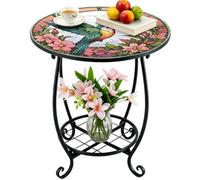 Générique Small Round Side Tables Animal Metal Tea Desk | Outdoor Coffee Table for Porch Deck Balcony Yard Living Room Bedroom