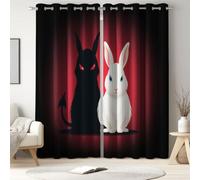 Générique Sombre Lapin Rideau Occultants Imprimés Mystérieux Animal Démon Rideaux Thermiques Fenêtre Décor avec œillets pour Salon Chambre à Coucher, L 140 x H 240 cm 2 Panneaux