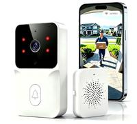 Générique Sonnette Vidéo Intelligente Maison, IP65 Étanche Carillon 400 mètres, Sonnette visuelle avec résolution 1080P，Mélodie et Volume réglables, Kit 1 Récepteur + 1 Émetteur, Salon, Bureau