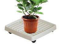 Générique Square with Wheels - Resin 20.5cm Mobile Flower Pot Tray Single Piece Universal Roller Base - Breathable Drainage Support - Indoor Outdoor Planter Mover