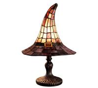Générique Stained Glass Witch Hat Lamp - Handcrafted Retro Gothic Resin Witch Night Light - USB Powered Halloween Home Decor Accent Lamps for Bedroom, Bookshelf & Garden