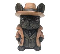 Générique Statue Bulldog - Figurine de Bouledogue Français - Sculpture Canine - Statue en Résine pour Salon, Chambre, Bureau, Décoration d'Intérieur avec Accessoires pour Table Basse et Étagère