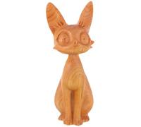 Générique Statue de Chat Sculptée en Bois Khaki, Décoration Créative Rustique pour Vitrine ou Bureau Fonction Porte-Stylo Élégante et Originale