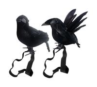 Générique Statue de Corbeau, Debout sur la Figurine Raven de l'épaule avec Une Bande élastique, des Accessoires de Corbeau Noir à Oiseaux effrayants pour Les décorations d'halloween