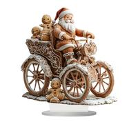 Générique Statue du Père Noël,Figurines du Père Noël - Statue de en Acrylique 2D sur traîneau avec Bonhomme en Pain d'épice | Figurine de Collection avec Support pour décor d'étagère de Table