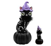 Générique Statue Halloween Résine Chat Noir Statue effrayante Mignonne