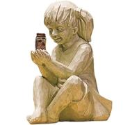Générique Statues Jardin Solaire Enfants avec Bocal lucioles, Sculptures d'extérieur,Girl