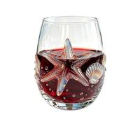 Générique Stemless Wine Glass - Handcrafted Starfish & Coral | 3D Glassware