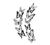 Générique Stickers muraux 3D Papillons Noirs et Blancs, 12 pièces, déco | 12 pièces, PVC, noir et blanc, ailes pliables, 3D, autocollant, amovible, mur, porte, vitrine, maison, fête, déco