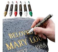 Générique Stylo Marqueur de Pierre Tombale Doré, Stylo pour Pierre Tombale, Stylo Peinture Imperméable pour la Restauration des Lettres sur Tombes (2, Blanc)