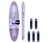 Générique Stylo-Plume Rétractable : 0,38 mm, Encre Bleue Et Noire, Corps du stylo de couleur, 5 cartouches D’encre Rechargeables Incluses. Pour Une écriture (Violet, Noir non effaçable)