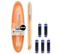 Générique Stylo-Plume Rétractable : 0,38 mm, Encre Bleue Et Noire, Corps du stylo de couleur, 5 cartouches D’encre Rechargeables Incluses. Pour Une écriture (Orange, Noir non effaçable)