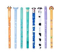 Générique Stylos effaçables à gel à 8 couleurs mine de stylo stylos neutres effaçables à motifs de lion éléphant cerf vache dinosaure dessin animé pour usage quotidien