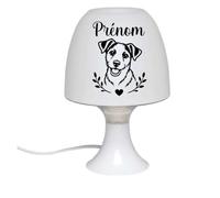 Générique Sublim' ton prénom - Lampe de chevet blanche personnalisée avec prénom - Thème chien - Idée cadeau originale (Jack russel)