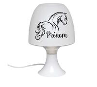 Générique Sublim' ton prénom - Lampe de chevet blanche personnalisée avec prénom - Thème équitation, cheval - Idée cadeau originale