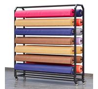Générique Support de Rangement Robuste pour Rouleaux de Tissu avec tiges et roulettes réglables, Organiseur Mobile en Acier pour bobines de Vinyle, nappes et Films - Capacité de 12 tiges