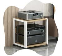 Générique Support Multimédia AV À 2/3 Niveaux, Console De Composants Audio-vidéo Ouvert, Étagère Multimédia avec roulettes, Armoire De Console pour Platines(Light Walnut,2-Tier)