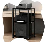 Générique Support Multimédia AV À 2/3 Niveaux, Console De Composants Audio-vidéo Ouvert, Étagère Multimédia avec roulettes, Armoire De Console pour Platines(Black,3-Tier(A))