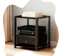 Générique Support Multimédia AV À 2/3 Niveaux, Console De Composants Audio-vidéo Ouvert, Étagère Multimédia avec roulettes, Armoire De Console pour Platines(Black,2-Tier)