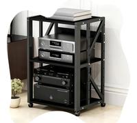 Générique Support Multimédia AV À 2/3 Niveaux, Console De Composants Audio-vidéo Ouvert, Étagère Multimédia avec roulettes, Armoire De Console pour Platines(Black,3-Tier(B))