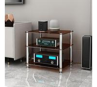 Générique Support multimédia AV Robuste avec étagère en Verre, Support d'appareils Audio Multifonctionnel empilable avec Pieds amortisseurs pour la Maison, Le Bureau, Le théâtre,Amber Glass,3 Tier