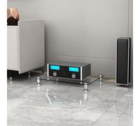 Générique Support multimédia AV Robuste avec étagère en Verre, Support d'appareils Audio Multifonctionnel empilable avec Pieds amortisseurs pour la Maison, Le Bureau, Le théâtre,Clear Glass,1 Tier