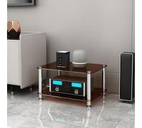 Générique Support multimédia AV Robuste avec étagère en Verre, Support d'appareils Audio Multifonctionnel empilable avec Pieds amortisseurs pour la Maison, Le Bureau, Le théâtre,Amber Glass,2 Tier
