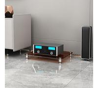 Générique Support multimédia AV Robuste avec étagère en Verre, Support d'appareils Audio Multifonctionnel empilable avec Pieds amortisseurs pour la Maison, Le Bureau, Le théâtre,Amber Glass,1 Tier