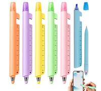 Générique Surligneurs colorés Règle multifonction 5 en 1 avec stylos-bille | Ensemble de 6 Surligneurs pour Salle de Classe Université Lieu du Travail École Écriture Journaling Étude
