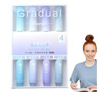 Générique Surligneurs Couleurs Assorties, Surligneur dégradé 4 couleurs pour étudiant, Protection des yeux Key Mark Peinture Ligne Oblique Tête Main Compte Stylo, Bible Surligneurs Et Stylos