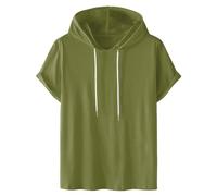 Générique Sweat à Capuche Homme Hoodie Coton Manches Courtes T-Shirt Été Décontracté Tshirts Couleur Unie Tee Shirt Sport Tee-Shirt Confortable Teeshirt Mes Commandes en Cours De 02 Vert armée 4XL