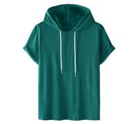 Générique Sweat à Capuche Homme Hoodie Coton Manches Courtes T-Shirt Été Décontracté Tshirts Couleur Unie Tee Shirt Sport Respirant Tee-Shirt Confortable Teeshirt Mes Commandes 03 Vert 3XL
