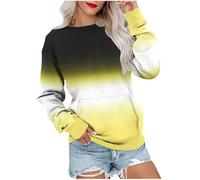 Générique Sweat Femme Sweatshirts sans Capuche Sweat-Shirt Casual Sportswear Ample Vêtements Sport Streetwear Dégradé de Couleurs à Manches Longues Mi Saison Vêtement Gelb XL