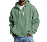 Générique Sweat-Shirt à Capuche zippé en Tricot, décontracté, Doux et Chaud, doublé Polaire avec Poches Avant, pour Un Confort Optimal en extérieur, Automne-Hiver (Green, XXXL)