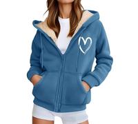 Générique Sweats Femme Polaire Sweat à Capuche Veste avec Zippée Couleur Unie Hiver Garder Manches Longues Manteaux Poche Zippée Blouson Thermique Casual Travail Sport Sweat