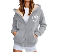 Générique Sweats Femme Polaire Sweat à Capuche Veste avec Zippée Couleur Unie Hiver Garder Manches Longues Manteaux Poche Zippée Blouson Thermique Casual Travail Sport Sweat