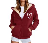 Générique Sweats Femme Polaire Sweat à Capuche Veste avec Zippée Couleur Unie Hiver Garder Manches Longues Manteaux Poche Zippée Blouson Thermique Casual Travail Sport Sweat
